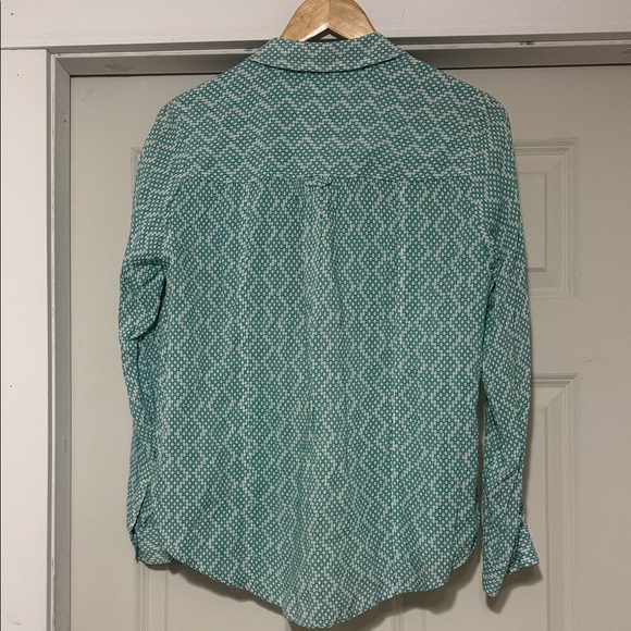 Maeve Turquoise Geometric Button Down Shirt - Picture 3 of 3